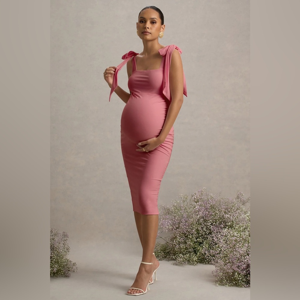 New With Tags, Club L London Linnie Pink Bodycon Maternity Midi Dress